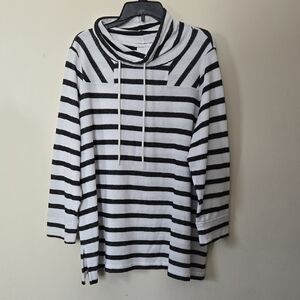 J. Jill Black and White Striped Pullover